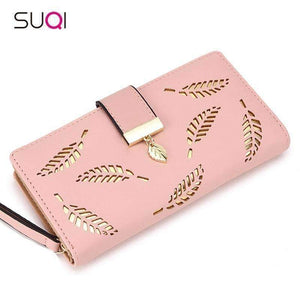 Planet Gates 2018 Women Wallet Purse Female Long Wallet Gold Hollow Leaves Pouch Handbag For Women Coin Purse Card Holders Portefeuille Femme