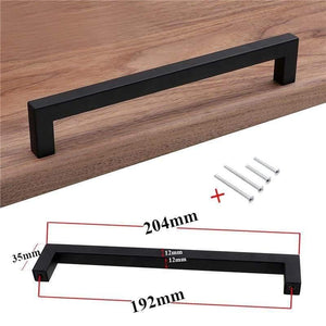 Modern Black Cabinet Handle Square Furniture Hardware Stainless Steel Kitchen Door Knobs Cupboard Wardrobe Drawer Pulls