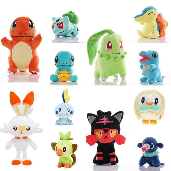 20cm Anime Gosanke Plush Toys Bulbasaur Charmander Squirtle Grookey Scorbunny Sobble Dolls Super Soft Toys For Child Kids Gifts