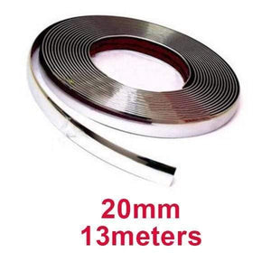 Planet Gates 20mm 13M Silver Car Chrome Styling Decoration Moulding Trim Strip Tape Auto DIY Protective Sticker 6mm 8mm 10mm 12mm 15mm 20mm 30mm