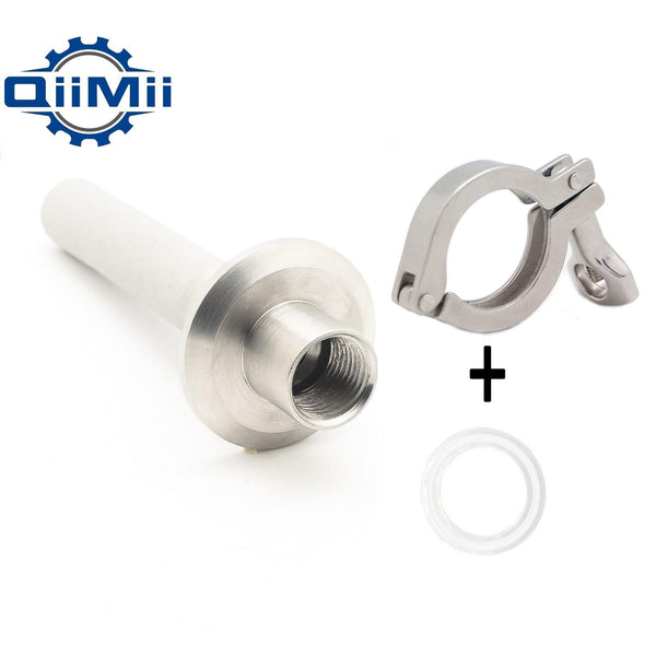 20mm-32mmOD 6"-12" Sintered Stainless Steel Carbonation Stone, 2 Micron Pore Size. 50.5mm Clamp Fitting With 1/4" NPT
