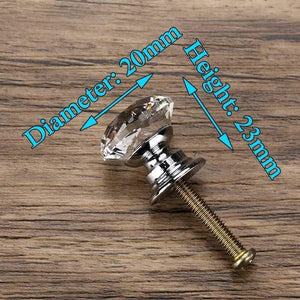 20-40mm Diamond Shape Design Crystal Glass Knobs Cupboard Drawer Pull Kitchen Cabinet Door Wardrobe Handles Hardware