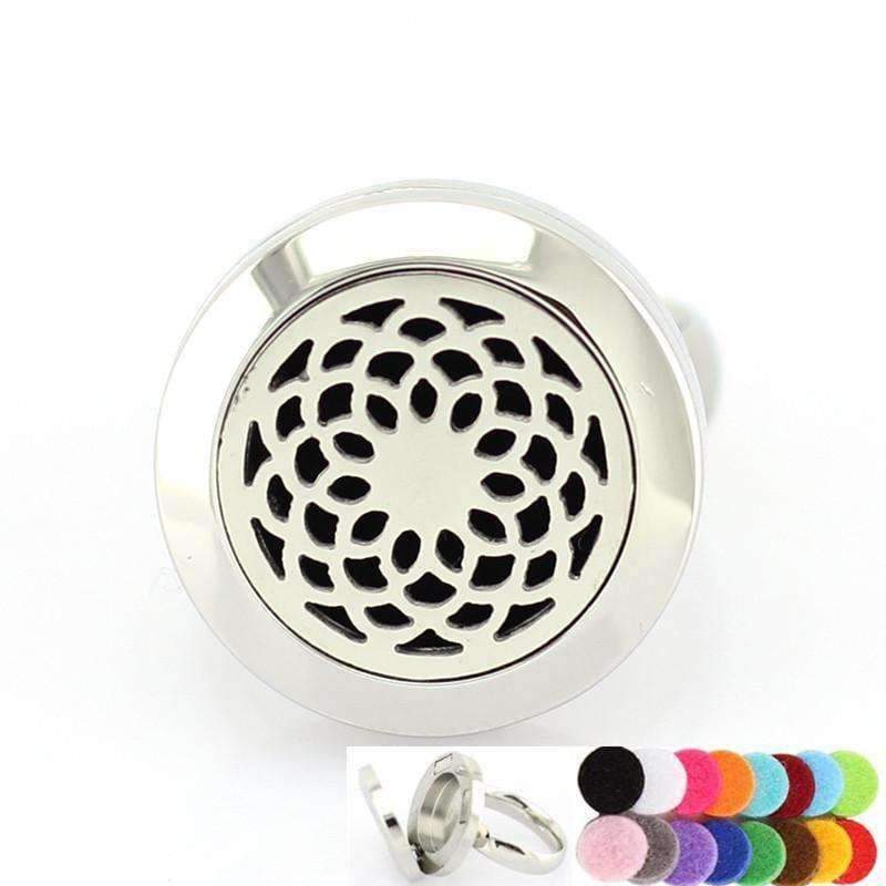 Planet Gates 20mm Silver Flower of Life Ring Aromatherapy/Essential Oils 316L S.Steel Perfume Diffuser Locket Ring Fashion 2018 with Free Pad