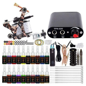 Planet Gates 20PC Inks Set2 Complete Tattoo Machine Set With Ink Power Supply Grips Tattoo Supplies Beginners Body Art Makeup Tattoo Kit Accessories Tools