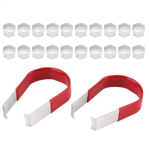 Planet Gates 20pcs 19mm Wheel Nut Bolt Cap Cover with Removal Tool Fit Most Cars Nuts Bolts Universal Auto Replacement Parts Chrome Bolt Cap