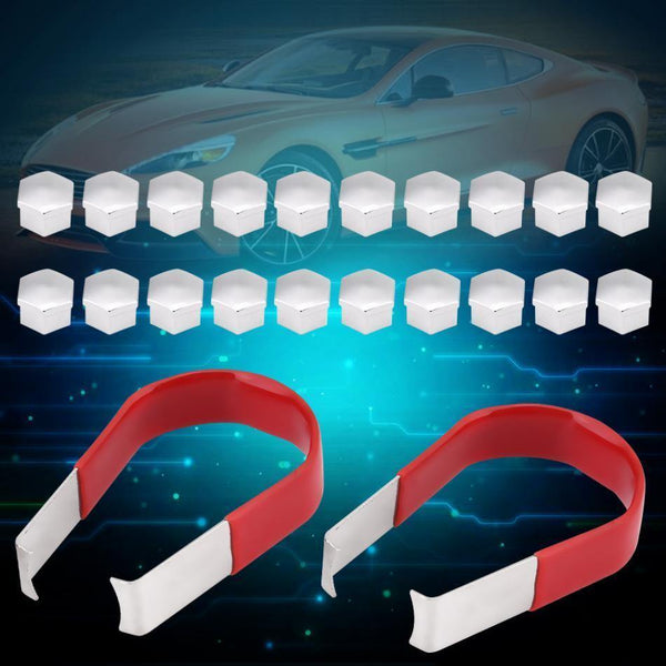 Planet Gates 20pcs 19mm Wheel Nut Bolt Cap Cover with Removal Tool Fit Most Cars Nuts Bolts Universal Auto Replacement Parts Chrome Bolt Cap