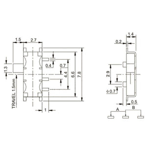 Planet Gates 20PCS 7 Pin Mini Slide Switch On-OFF 2Position Micro Slide Toggle Switch 1P2T H=1.5MM Miniature Horizontal Slide Switch SMD