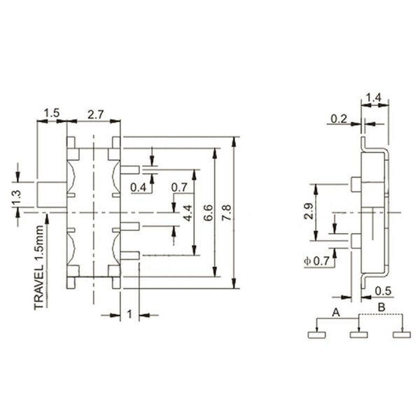 Planet Gates 20PCS 7 Pin Mini Slide Switch On-OFF 2Position Micro Slide Toggle Switch 1P2T H=1.5MM Miniature Horizontal Slide Switch SMD