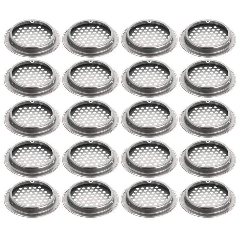 20pcs Air Vent Grille Cupboard Exhaust Ventilation Grille Set Stainless Steel Slotted Grille For Wardrobe Air Circulation Parts