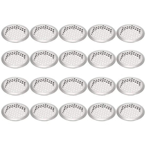 20pcs Air Vent Grille Cupboard Exhaust Ventilation Grille Set Stainless Steel Slotted Grille For Wardrobe Air Circulation Parts