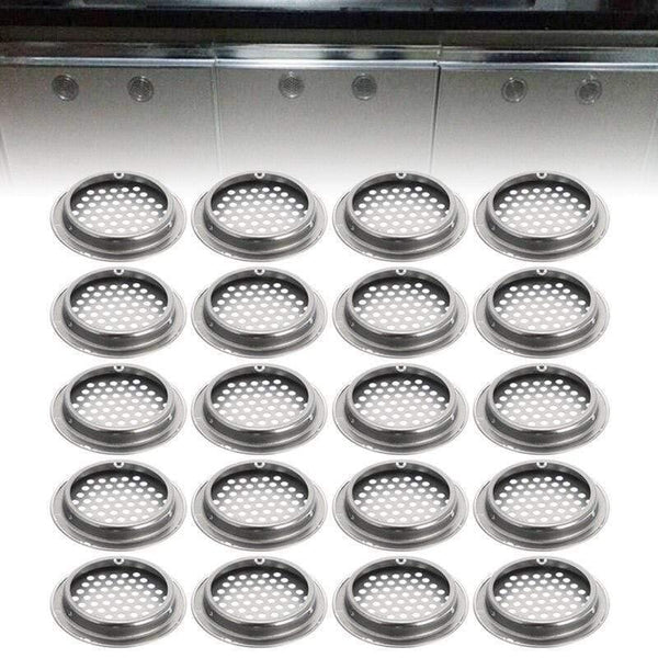 20pcs Air Vent Grille Cupboard Exhaust Ventilation Grille Set Stainless Steel Slotted Grille For Wardrobe Air Circulation Parts