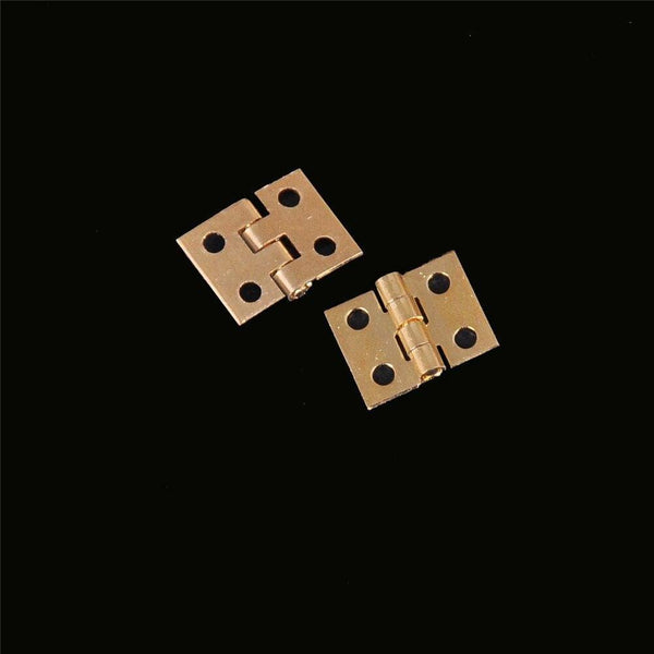 20pcs Cabinet Door Hinges With Nails Brass Plated Mini Hinge Small Decorative Jewelry Wooden Box Furniture Accessories 8mm*10mm