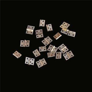 20pcs Cabinet Door Hinges With Nails Brass Plated Mini Hinge Small Decorative Jewelry Wooden Box Furniture Accessories 8mm*10mm
