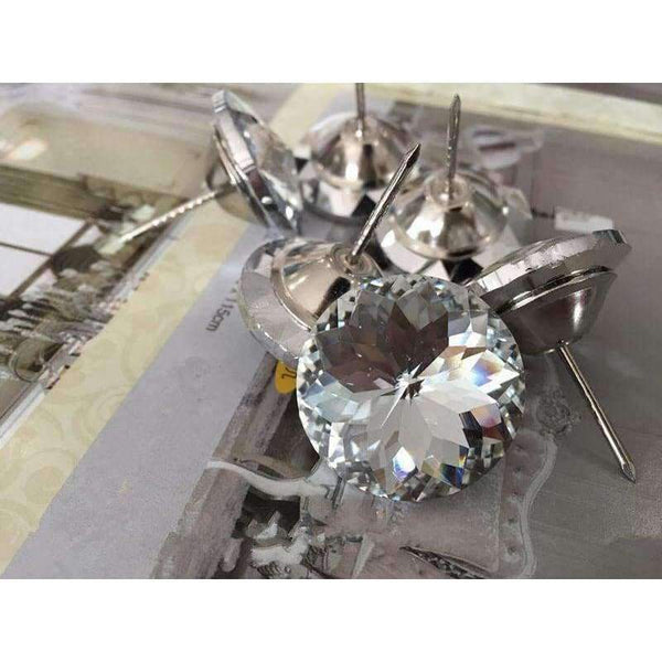 Planet Gates 20Pcs Diamond Pattern Crystal Upholstery Nail Button Tacks Studs Pins 20/25/30mm Dia Sofa Wall Decoration Furniture Accessory