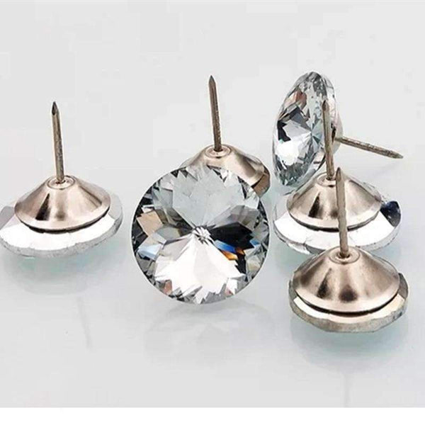 Planet Gates 20Pcs Diamond Pattern Crystal Upholstery Nail Button Tacks Studs Pins 20/25/30mm Dia Sofa Wall Decoration Furniture Accessory