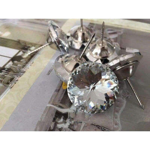 Planet Gates 20Pcs Diamond Pattern Crystal Upholstery Nail Button Tacks Studs Pins 20/25/30mm Dia Sofa Wall Decoration Furniture Accessory