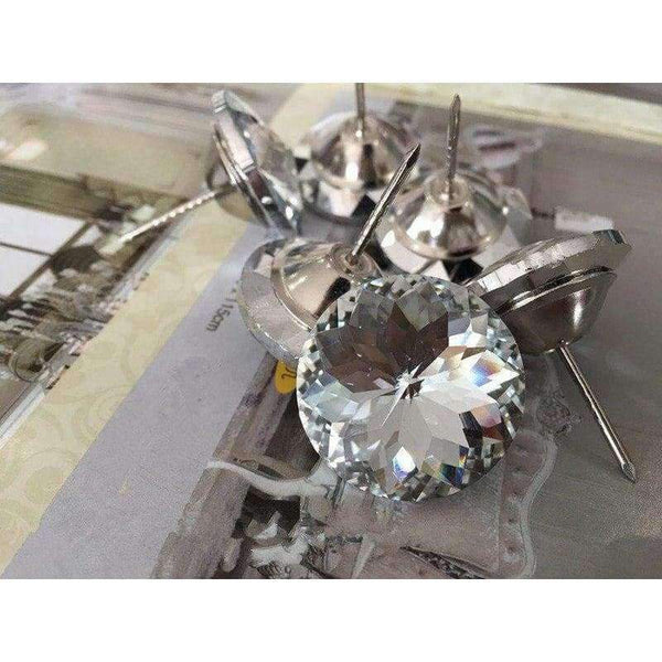 Planet Gates 20Pcs Diamond Pattern Crystal Upholstery Nail Button Tacks Studs Pins 20/25/30mm Dia Sofa Wall Decoration Furniture Accessory