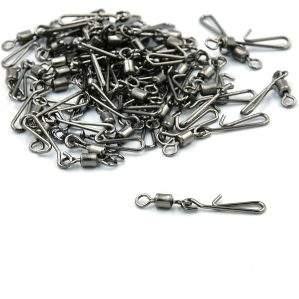 Planet Gates 20pcs Fishing Swivels Rolling Swivel Interlock Snap Size 12/10/8/6/4/2 Hook Lure Connector Terminal Tackle Swivel Fishing 2032