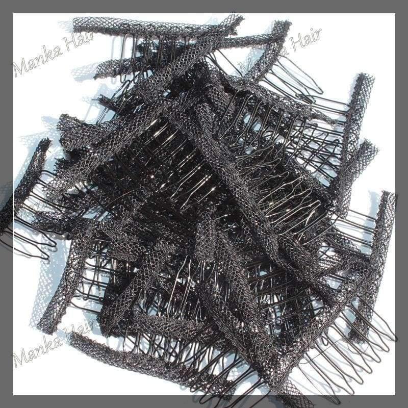 Planet Gates 20pcs hair clips in human hair extension and  hair clip for wigs small wire spring comb for wig/hair weft