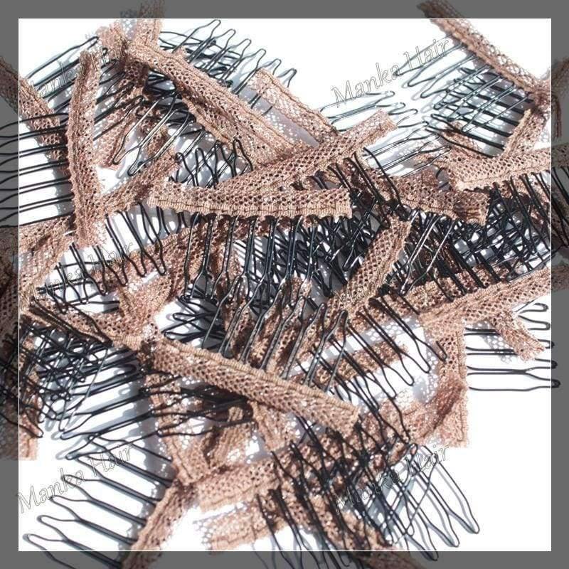 Planet Gates 20pcs hair clips in human hair extension and  hair clip for wigs small wire spring comb for wig/hair weft