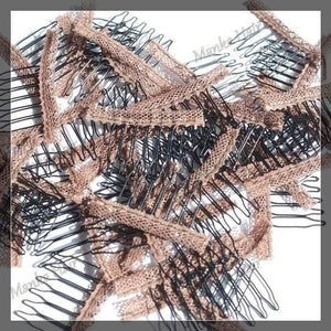 Planet Gates 20pcs hair clips in human hair extension and  hair clip for wigs small wire spring comb for wig/hair weft