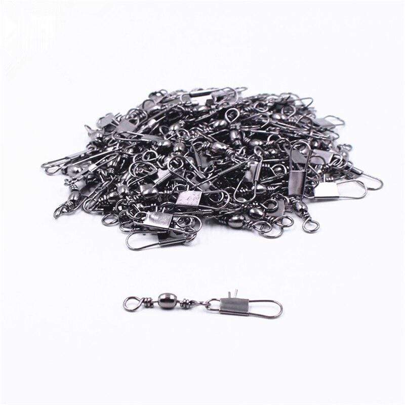 Planet Gates 20PCS/lot Pike Fishing Accessories Connector Pin Bearing Rolling Swivel Stainless Steel Snap Fishhook Lure Swivels Tackle