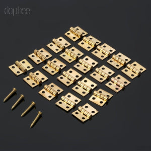 20pcs Mini Brass Hinge Golden For House Cabinet Furniture Brass Hinge Dollhouse Miniature Cabinet Closet 10mm*8mm