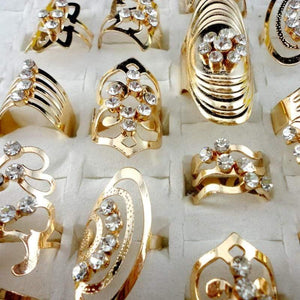 Planet Gates 20Pcs Mix Style Zinc Alloy Gold Ring Adjustable Finger Ring for Women Fashion Jewelry Bijoux Lot Rings LR475