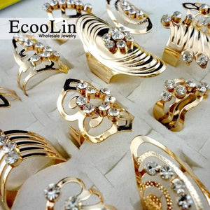 Planet Gates 20Pcs Mix Style Zinc Alloy Gold Ring Adjustable Finger Ring for Women Fashion Jewelry Bijoux Lot Rings LR475