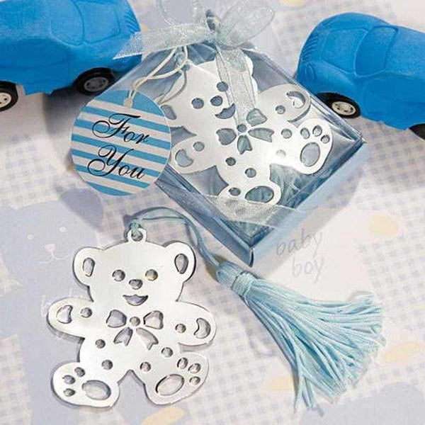Planet Gates 20pcs Pink Blue Bear Bookmark For Birthday Bridal Christening Wedding girl baby shower favor baby shower souvenirs Free shipping