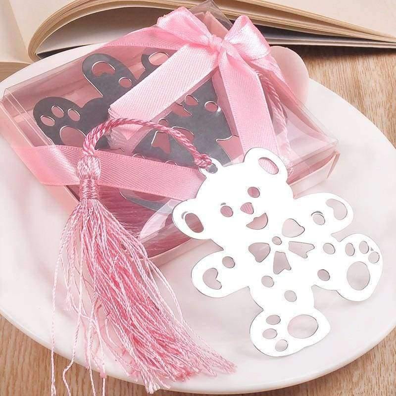 Planet Gates 20pcs Pink Blue Bear Bookmark For Birthday Bridal Christening Wedding girl baby shower favor baby shower souvenirs Free shipping
