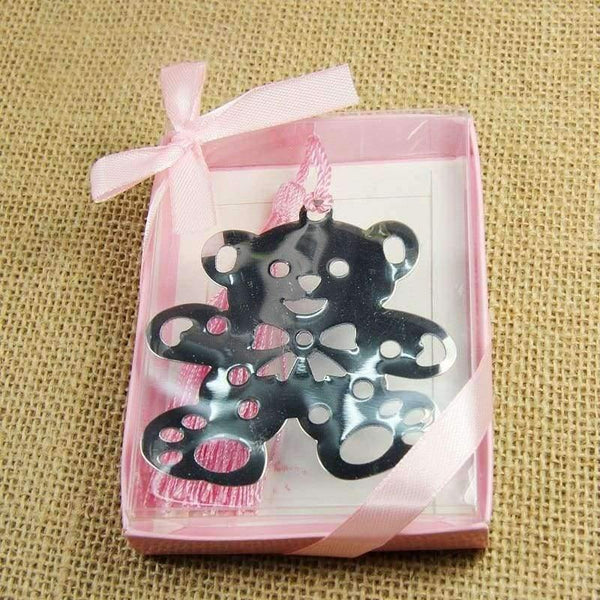 Planet Gates 20pcs Pink Blue Bear Bookmark For Birthday Bridal Christening Wedding girl baby shower favor baby shower souvenirs Free shipping