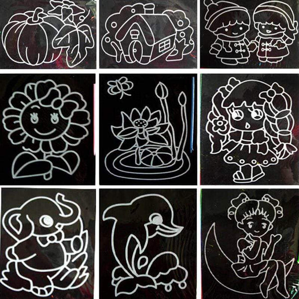 Planet Gates 20pcs/Set Drawing Board Magic Scratch Art Child Painting Creative Cards Stickers Learning Education Toy Coloring Books For Kids