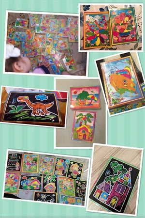 Planet Gates 20pcs/Set Drawing Board Magic Scratch Art Child Painting Creative Cards Stickers Learning Education Toy Coloring Books For Kids