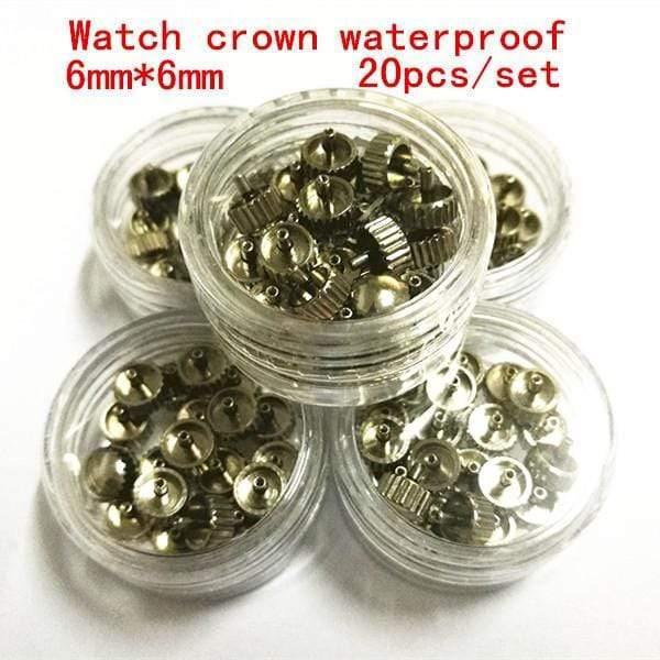 Planet Gates 20PCS/set high quality watch parts watch head watch crown waterproof stainless steel watch crown 6mm*6mm
