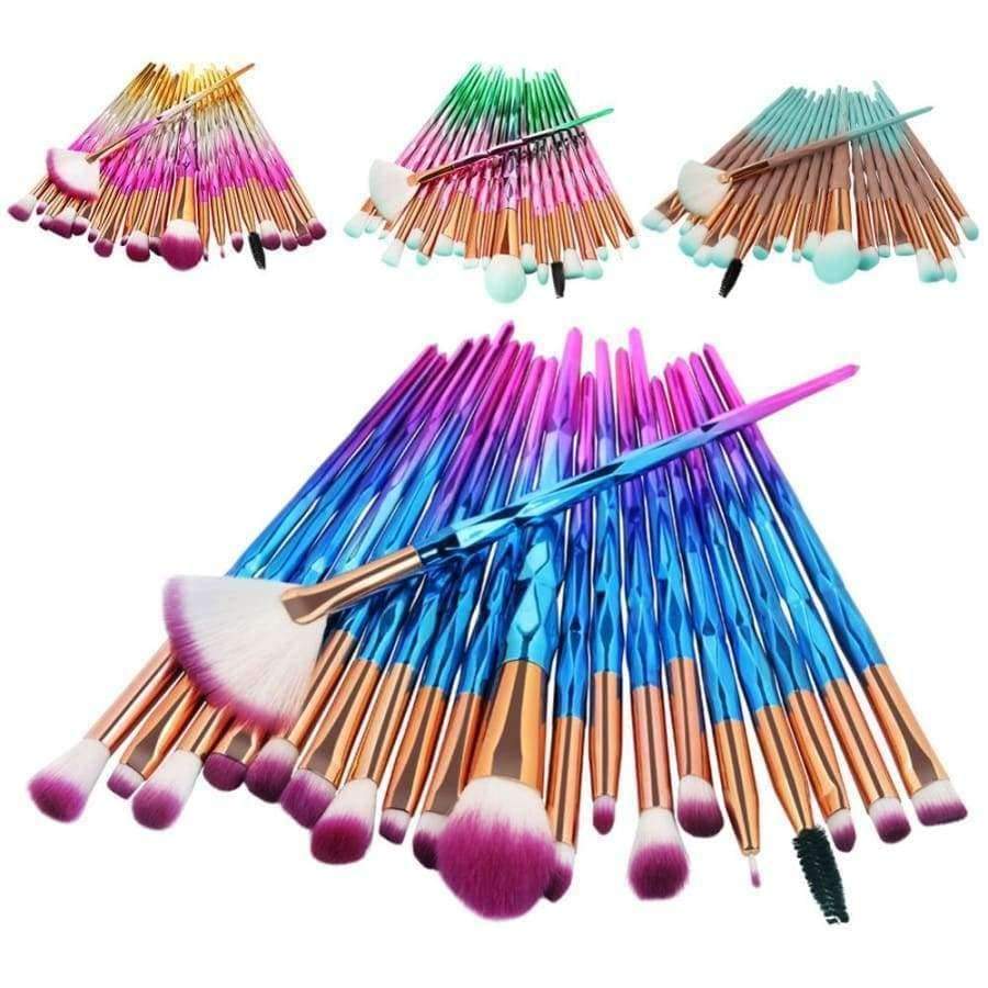 Planet Gates 20pcs/Set Multicolor Soft Cosmetic Complete Eyeliner Eye Shadow Brow Lip Foundation Makeup Brushes Set for Women