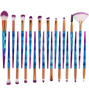 Planet Gates 20pcs/Set Multicolor Soft Cosmetic Complete Eyeliner Eye Shadow Brow Lip Foundation Makeup Brushes Set for Women