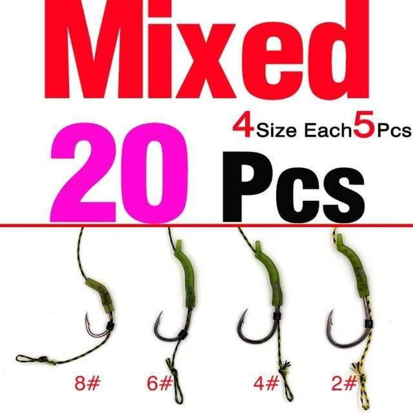 Planet Gates 20Set  Mixed 20Pcs Carp Fishing Rig Teflon Hook Link Ready Made Combination Ready Tied Hair Carp Chod Barbel Rigs Made Fishing Tackle