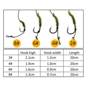 Planet Gates 20Set  size2 20Pcs Carp Fishing Rig Teflon Hook Link Ready Made Combination Ready Tied Hair Carp Chod Barbel Rigs Made Fishing Tackle
