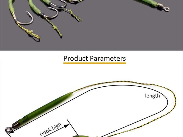 Planet Gates 20Set  size2 20Pcs Carp Fishing Rig Teflon Hook Link Ready Made Combination Ready Tied Hair Carp Chod Barbel Rigs Made Fishing Tackle