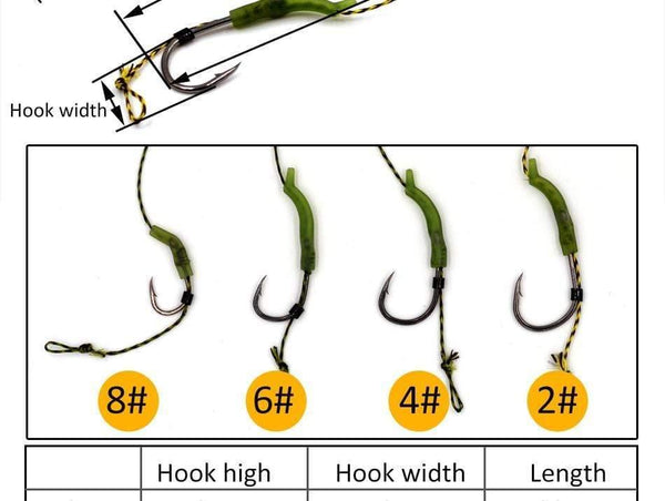 Planet Gates 20Set  size2 20Pcs Carp Fishing Rig Teflon Hook Link Ready Made Combination Ready Tied Hair Carp Chod Barbel Rigs Made Fishing Tackle
