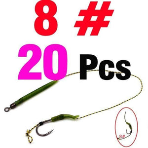 Planet Gates 20Set  size8 20Pcs Carp Fishing Rig Teflon Hook Link Ready Made Combination Ready Tied Hair Carp Chod Barbel Rigs Made Fishing Tackle