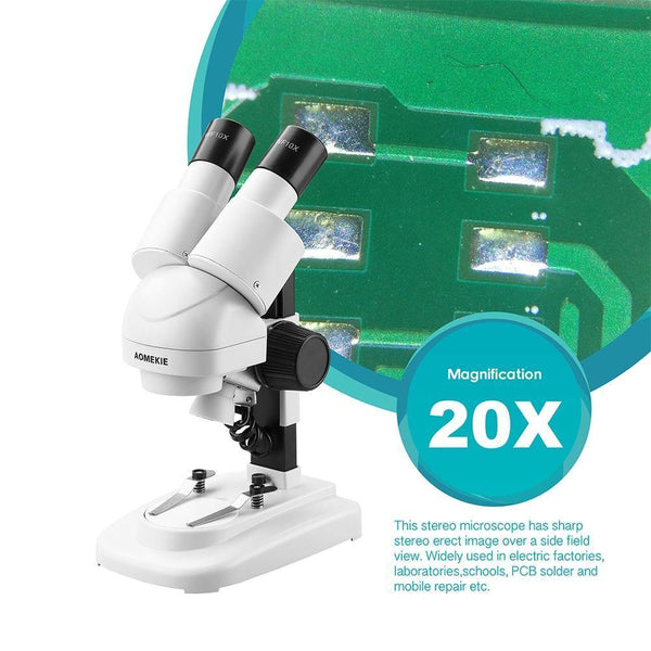 Planet Gates 20X Stereo Microscope Binocular Tilted Eyepieces Top LED PCB Solder Phone Repair