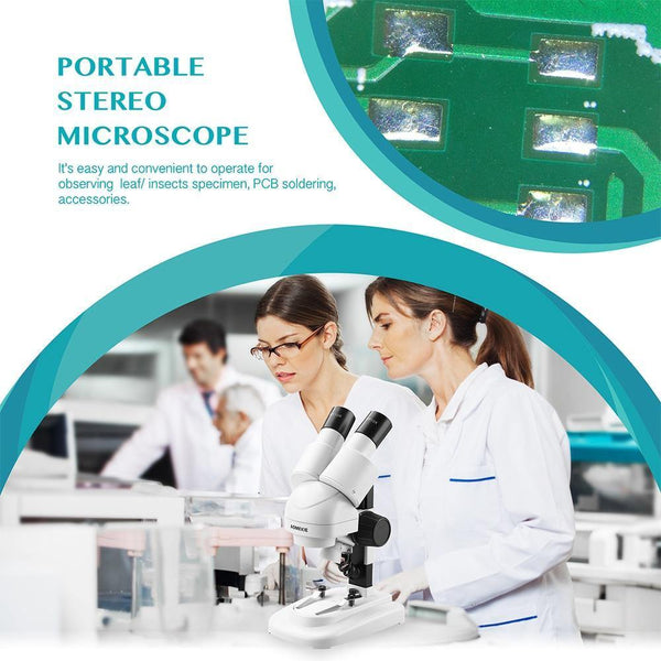 Planet Gates 20X Stereo Microscope Binocular Tilted Eyepieces Top LED PCB Solder Phone Repair