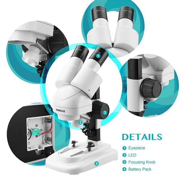 Planet Gates 20X Stereo Microscope Binocular Tilted Eyepieces Top LED PCB Solder Phone Repair