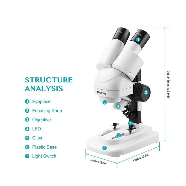 Planet Gates 20X Stereo Microscope Binocular Tilted Eyepieces Top LED PCB Solder Phone Repair