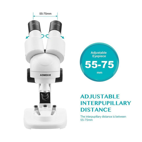 Planet Gates 20X Stereo Microscope Binocular Tilted Eyepieces Top LED PCB Solder Phone Repair