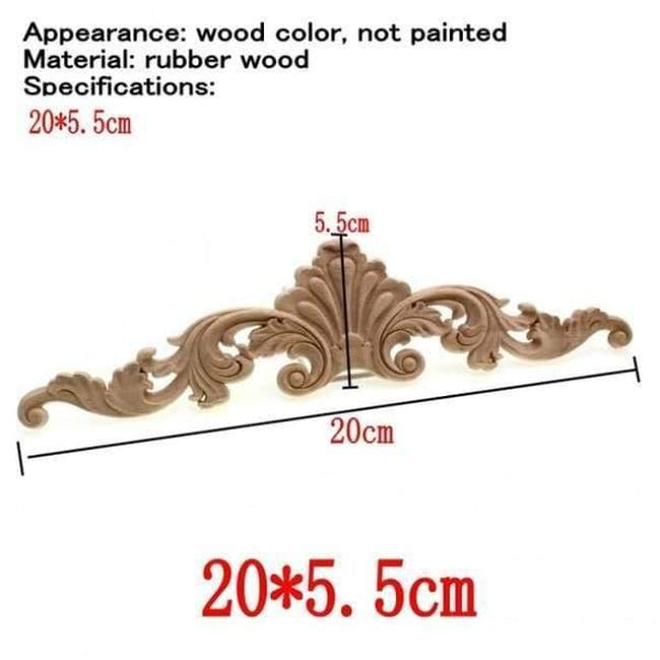 Planet Gates 20x5.5cm Natural Oak Wood Carved Applique Furniture Decorative Figurine Miniatures Model Home Decoration Accessories