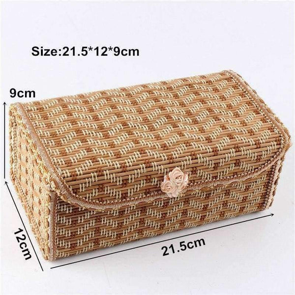 Planet Gates 21.5*12*9cm Desk Storage Box Bamboo Jewelry Box Phone Remote Control Case Cosmetic Organizer Home Office Organization