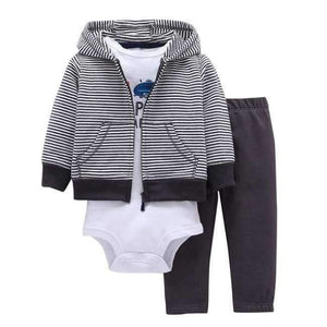 Planet Gates 21 / 9M Newborn Baby boy Girls 3 Pieces Set Clothes Hooded Zipper Full Sleeve Open flowers Coat+Full Sleeve Bodysuits+Pants